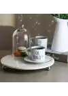 Akayev Mermer Beyaz 28 Cm Gümüş Boncuk Ayak Yuvarlak Sunumluk