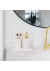 Akayev Mermer Beyaz 3 Parça Banyo Seti Mutfak Sıvı Sabunluk Seti