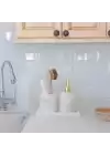 Akayev Mermer Beyaz 3 Parça Banyo Seti Mutfak Sıvı Sabunluk Seti