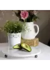 Akayev Mermer Beyaz 30 Cm Füme Boncuk Ayaklı Yuvarlak Sunumluk