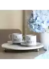 Akayev Mermer Beyaz 30 Cm Gümüş Boncuk Ayak Yuvarlak Sunumluk