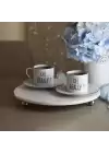 Akayev Mermer Beyaz 30 Cm Gümüş Boncuk Ayak Yuvarlak Sunumluk