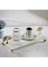 Akayev Mermer Beyaz 30x15 Cm Altın Ayak Ginkgo Sunum Tabağı