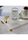 Akayev Mermer Beyaz 30x15 Cm Altın Ayak Ginkgo Sunum Tabağı