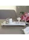 Akayev Mermer Beyaz 30x15 Cm Altın Ayak Kuş Sunum Tabağı