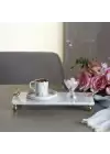 Akayev Mermer Beyaz 30x15 Cm Altın Ayak Kuş Sunum Tabağı