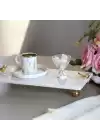 Akayev Mermer Beyaz 30x15 Cm Altın Ayak Kuş Sunum Tabağı
