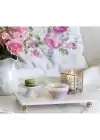 Akayev Mermer Beyaz 30x15 Cm Altın Boncuk Ayaklı Sunum Tabağı
