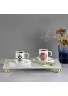 Akayev Mermer Beyaz 30x20 cm Boncuk Ayaklı Sunum Tabağı