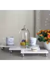 Akayev Mermer Beyaz Gümüş Boncuk Ayaklı 3lü Sunum Tabağı