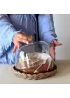 Akayev Rattan 25 cm Cam Fanus Sunumluk