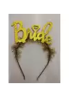 Altın Renk Bekarlığa Veda İtalik Yazı Alyanslı Bride Taç