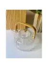 Bambu Saplı Cam Çizgili Demlik
