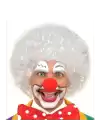Beyaz Kıvırcık Afro Peruk Ve Kırmızı Sünger Burun Seti