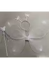 Beyaz Renk Kelebek Kanadı Tacı Ve Sopası
