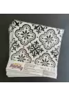 Decohandy  Pvc Duvar Karosu 30x30cm 4lü Paket - Siyah Beyaz Çini Desen  0,36m2