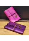 Deri Yaprak Desenli Çizgisiz Defter