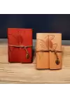 Deri Yaprak Desenli Defter Küçük Boy