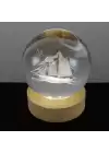 Gemi Motifli Işıklı Cam Küre