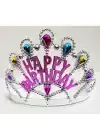 Gümüş Renk Happy Birthday Yazılı Doğum Günü Tacı