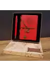 Kırmızı Pusula Tasarım Deri Defter Ve Touchpen Kalem Seti