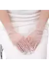 Kısa Boy Güpürlü Beyaz Puantiyeli Tül Eldiven