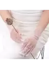 Kısa Boy Güpürlü Beyaz Puantiyeli Tül Eldiven