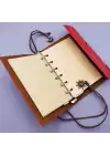 Küçük Boy Pusula Baskılı Deri Defter