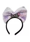 Led Işıklı Gümüş Love Yazılı Lila Fiyonk Taç