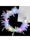 Led Işıklı Rgb 3 Fonksiyonlu Otrişli Parti Tacı Beyaz Renk