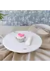 Akayev Mermer Beyaz 25 Cm Metal Ayaklı Yuvarlak Sunum Tabağı
