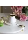 Akayev Mermer Beyaz 30 Cm Altın Ayak Kelebek Yuvarlak Sunum Tabağı