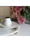 Akayev Mermer Beyaz 30 Cm Altın Ayak Kelebek Yuvarlak Sunum Tabağı