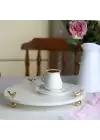 Akayev Mermer Beyaz 30 Cm Altın Ayak Kuş Yuvarlak Sunum Tabağı