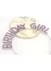 Mor Renk Kristal Taşlı Parlak Birthday Girl Yazılı Taç