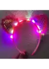 Pembe Pullu Led Işıklı Kedi Kulak Taç