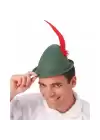 Peter Pan Şapkası Yeşil Renk Kırmızı Tüylü