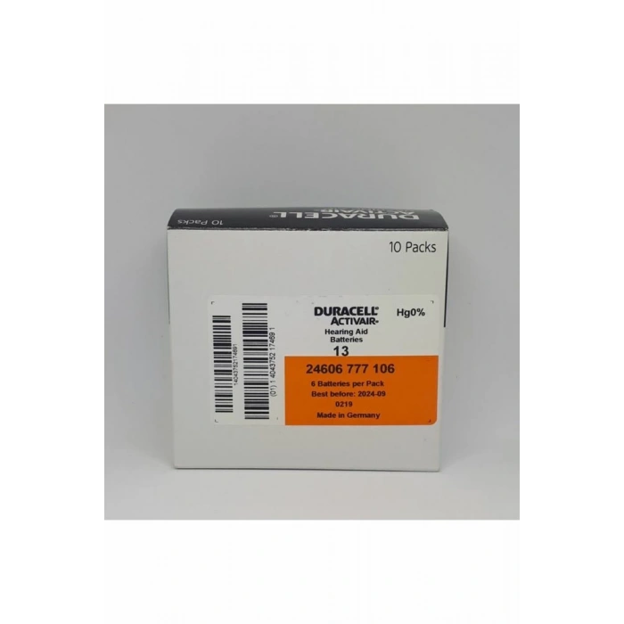 Duracell 13 Numara İşitme Cihaz Pili Kulaklık Pili 6lı*10 Paket