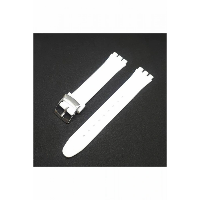 17mm Swatch Uyumlu Chrono Model Slikon Saat Kordonu - BEYAZ
