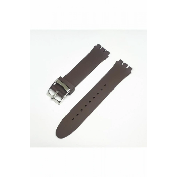 17mm Swatch Uyumlu Chrono Model Slikon Saat Kordonu - KAHVE