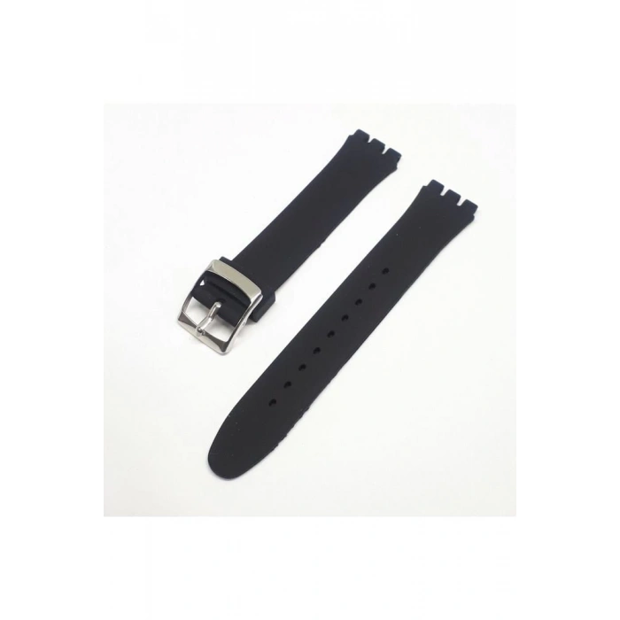 17mm Swatch Uyumlu Chrono Model Slikon Saat Kordonu - SİYAH