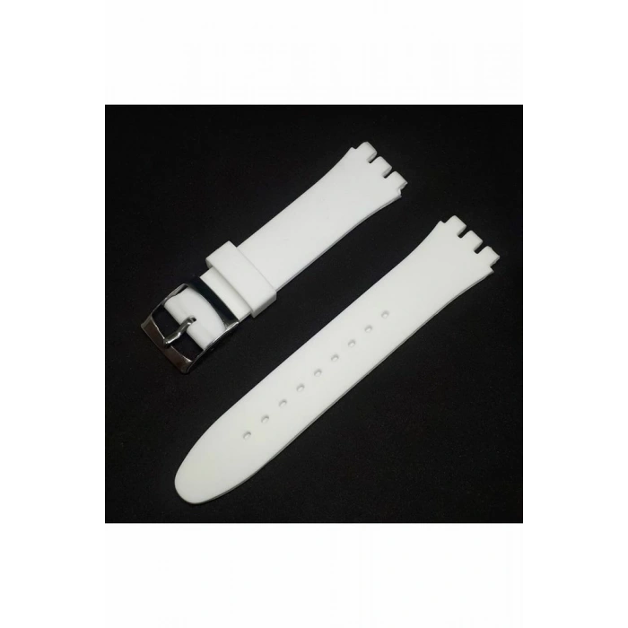 19mm Swatch Uyumlu Chrono Model Slikon Saat Kordonu - BEYAZ