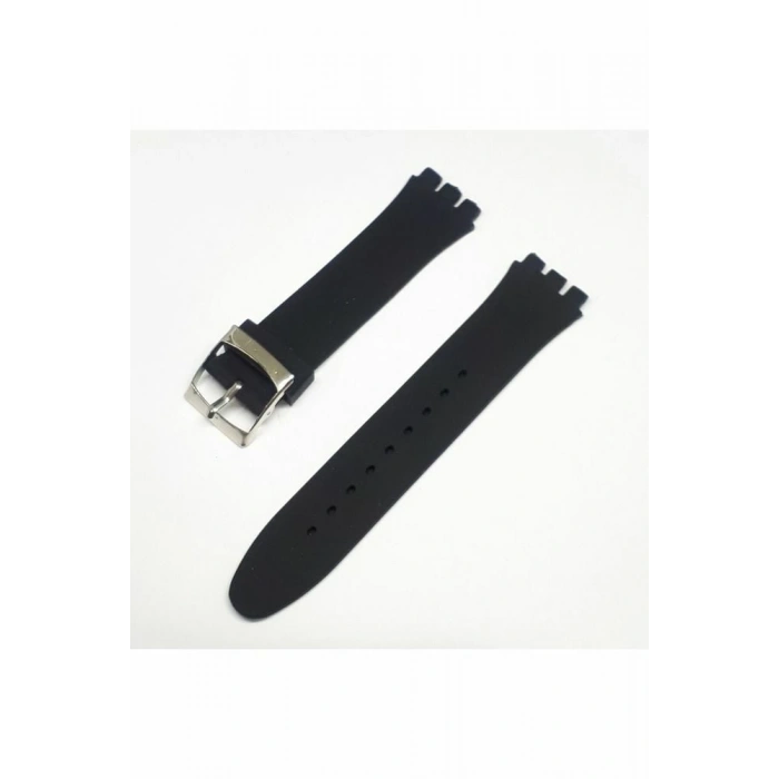 19mm Swatch Uyumlu Chrono Model Slikon Saat Kordonu - SİYAH