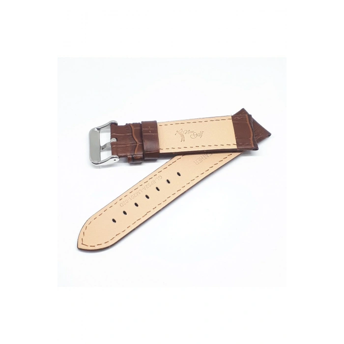 20mm Golf Marka Kahve Croco Hakiki Deri Saat Kordonu
