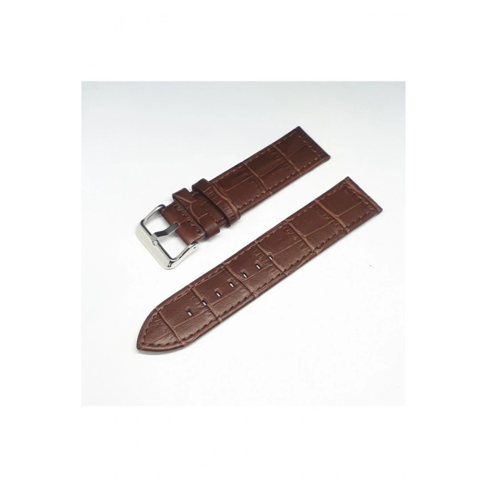 22mm Kahverengi Croco Deri Saat Kayışı Kordonu 22x22