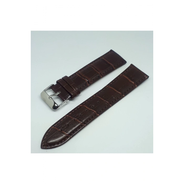 22mm Kahverengi Croco Suni Deri Saat Kordonu