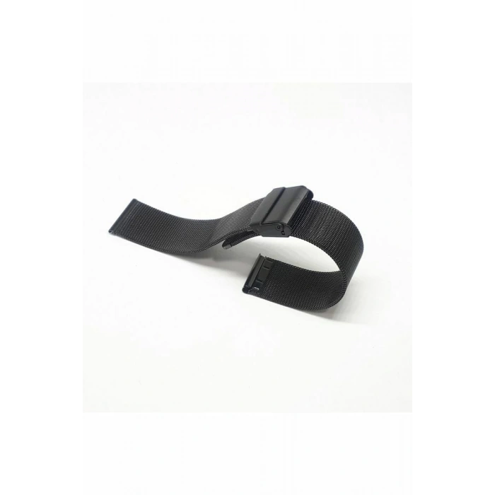 22mm Siyah Renk Hasır İnce Örgü Çelik Kaplama Metal Saat Kordonu