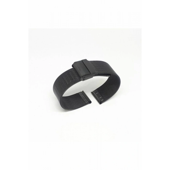 22mm Siyah Renk Hasır İnce Örgü Çelik Kaplama Metal Saat Kordonu