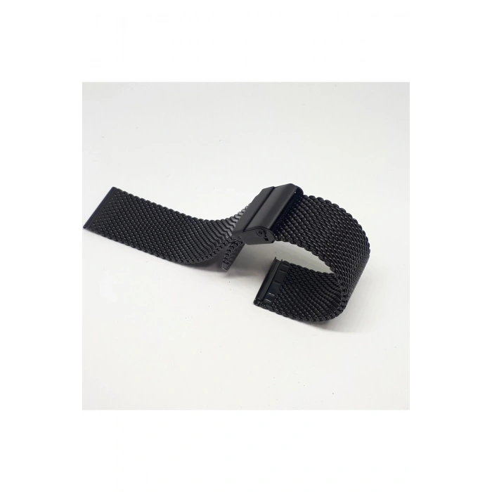 22mm Siyah Renk Hasır Kalın Örgü Çelik Kaplama Metal Saat Kordonu