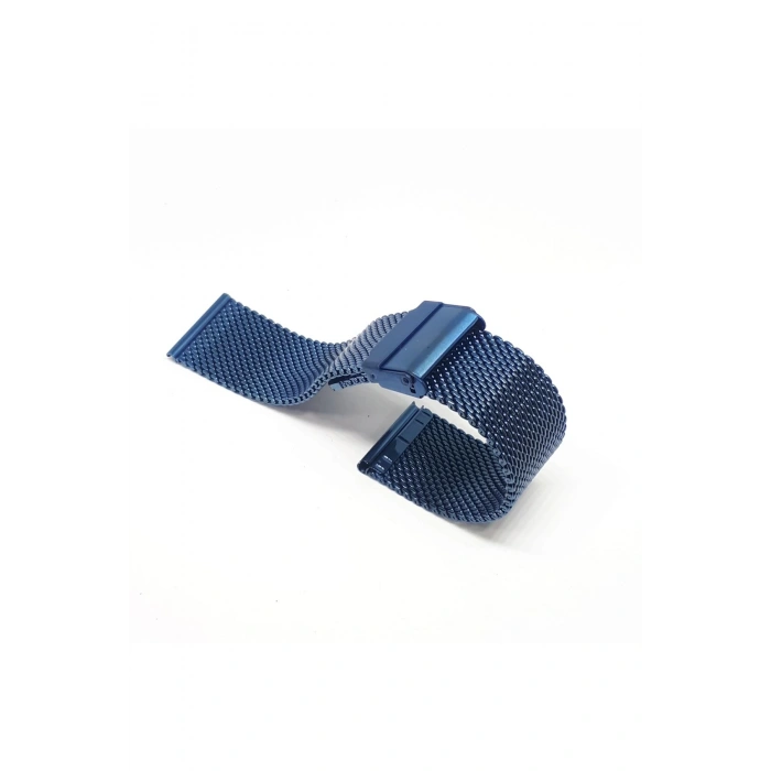 26mm Lacivert Mavi Renk Hasır Kalın Örgü Çelik Kaplama Metal Saat Kordonu